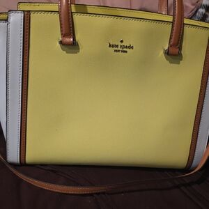Kate Spade Lemon and Ivory Tote with Brown Handles